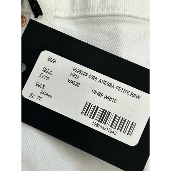 NWT Paige Women's Crisp White Anessa Wide Leg Raw Hem Ankle Jeans Petite Size 32 - Picture 9 of 16